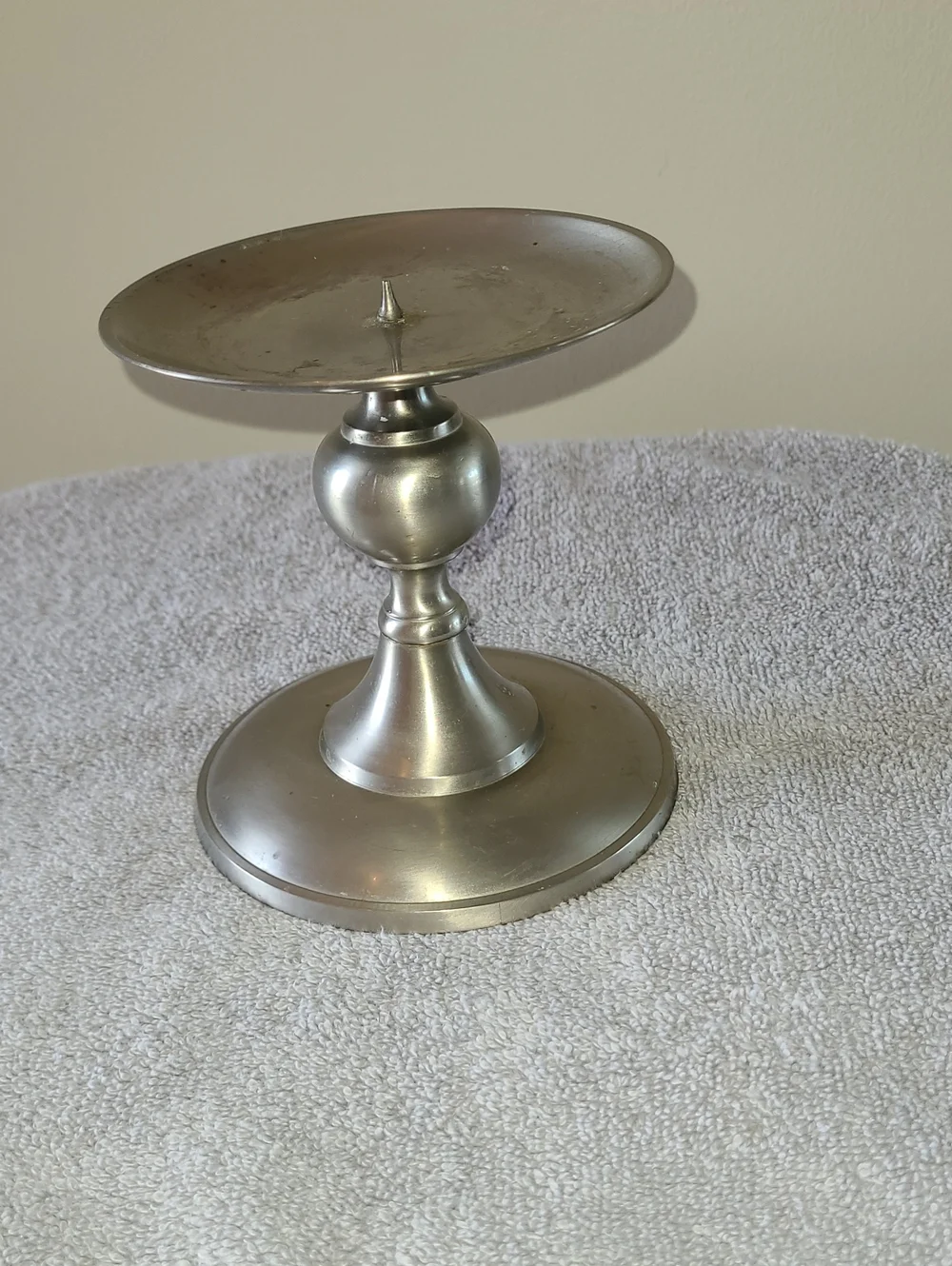 Silver Pedestal Spike Candle Holder